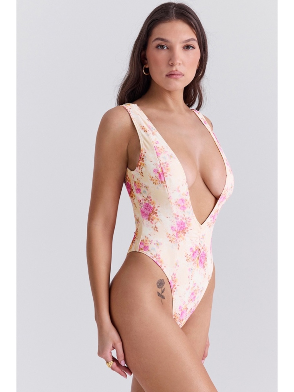 NEW House of CB Martinique Plunge Swimsuit Summer Floral Print XS Regular Cup